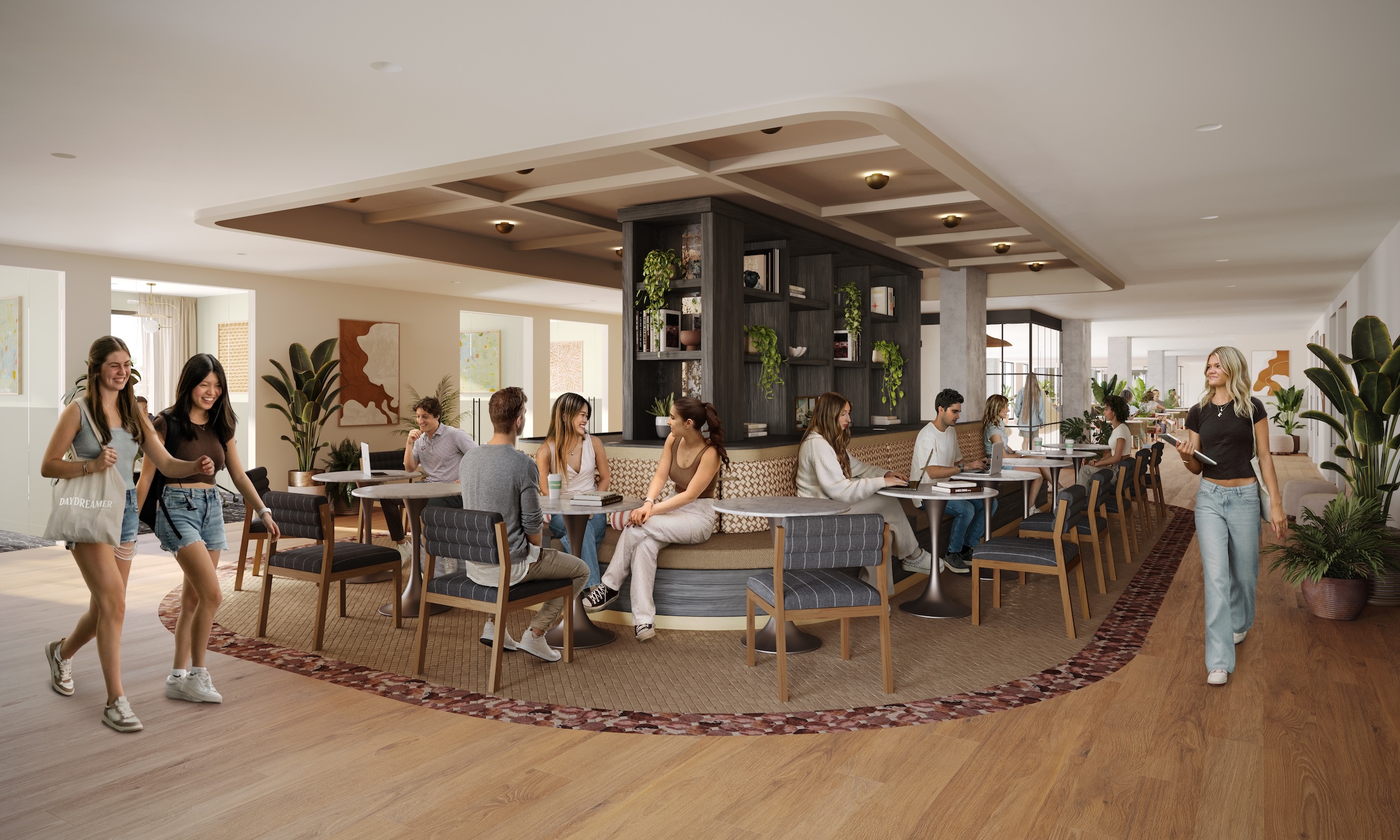 Texas A&M students in the coworking space at the The Jay